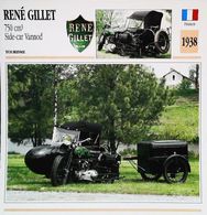 "RENÉ GILLET 750cc Side-car Vannod Remorque 1938 " Moto Française - Collection Fiche Technique Edito-Service S.A. - Collections