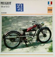 "PEUGEOT 100cc 53 CS 1939 " Moto Française - Collection Fiche Technique Edito-Service S.A. - Collezioni