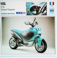 "MOTOBECANE MBK ET 50 European Transporter 1991" Moto Française - Collection Fiche Technique Edito-Service S.A. - Verzamelingen