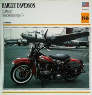 "Motorcycle HARLEY-DAVIDSON 1200cc Knucklehead 74 1946 " Moto Américaine - Collection Fiche Technique Edito-Service S.A. - Verzamelingen