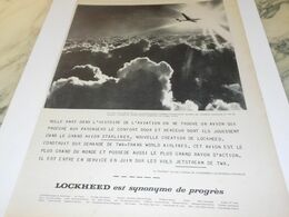 ANCIENNE PUBLICITE L AVION LOCKHEED DU PROGRES 1958 - Pubblicità