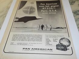ANCIENNE PUBLICITE PARIS USA  PAN AMERICAN  1958 - Werbung
