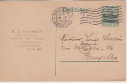 Entier Postal OC12 5 Cent. Belgien , Occupation Allemande, De Bruxelles 19.01.1916 - [OC1/25] Gen.reg.