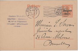 Entier Postal OC13 8 Cent. Belgien , Occupation Allemande, De Bruxelles, 24.06.1918, Autographe De Gustave DILLENS - [OC1/25] Gen.reg.