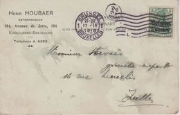 Carte-postale Avec Timbre OC12 5 Cent. Belgien, Occupation Allemande, De Bruxelles, 17.04.1916, Repiquage - [OC1/25] Gen.reg.