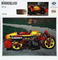 " Motorrad BOHMERLAND 600cc Side Car 1924"   Moto Tchécoslovaque  -  Collection Fiche Technique Edito-Service S.A. - Sammlungen