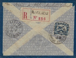 1934- Enveloppe E P 36 Cents , PAR AVION,au Dos, RECC. De BACLIEU + 15 Cents - Covers & Documents