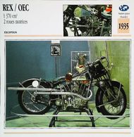 REX OEC 1300cc  2 Wheel Drive 1935 - Moto Suédoise -  Collection Fiche Technique Edito-Service S.A. - Collezioni