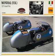 MONDIAL (F.B.)  125cc Grand Prix 1956   - Moto Italienne - Collection Fiche Technique Edito-Service S.A. - Collections