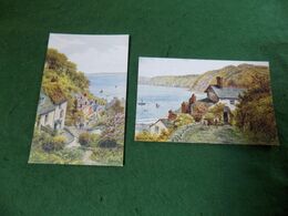 VINTAGE UK NORTH DEVON: CLOVELLY The Bay X2 Art A R Quinton Salmon - Clovelly