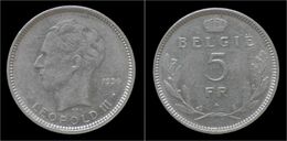 Belgium Leopold III 5 Frank 1936 VL- Pos A - 5 Francs