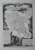 Charente Inférieure (maritime 17) Carte Ancienne, Illustrée, Atlas Geographie 1850 - île De Ré, Oléron, Gironde - Geographical Maps