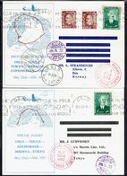 Norvège -1953- 2 Cartes Around The World Flight Oslo-Oslo Et Oslo-Tokio- Oblit. Publ "Fra Folk Til Folk En Dag For India - Covers & Documents
