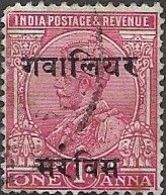 GWALIOR 1913 Official - King George V - 1a Red FU - Gwalior