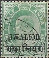 GWALIOR 1907 King Edward VII - 1/2a Green FU - Gwalior