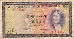 LUXEMBOURG 50 Francs 1961 VG-F 1961 P-51a "free Shipping Via Regular Air Mail (buyer Risk) - Luxemburg