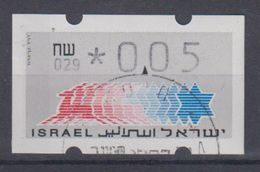 ISRAEL 1988 KLUSSENDORF ATM 0.05 SHEKELS NUMBER 029 CANCELLED - Vignettes D'affranchissement (Frama)