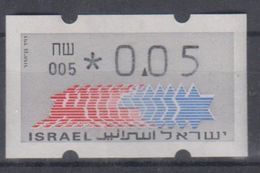 ISRAEL 1988 KLUSSENDORF ATM 0.05 SHEKELS NUMBER 005 WITH BACK NUMBER - Vignettes D'affranchissement (Frama)