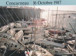 Cpm 10x15. CONCARNEAU (29) Ouragan Dans La Nuit Du 15 Au 16/10/1987 .Destruction Du Port De Plaisance - Disasters