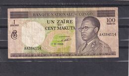 Congo  Zaïre  100 Cent Makuta  1968  VF - République Démocratique Du Congo & Zaïre