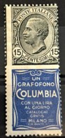 ITALY / ITALIA 1924/25 - MNH - Sc# 96d - Advertising Stamp / Francobollo Pubblicitario 15c - Columbia - Nuevos