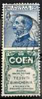 ITALY / ITALIA 1924/25 - Canceled - Sc# 100d - Advertising Stamp / Francobollo Pubblicitario 25c - Coen - Mint/hinged