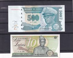 Zaire 10 1985 And 500 1995 Unc - Other - Africa