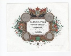 1 Carte Porcelaine Lamier &Fabricant De Rots En Acier C.Devos Gand 1841 Lith. Hemelsoet  Afm..:13 X 10cm - Porzellan