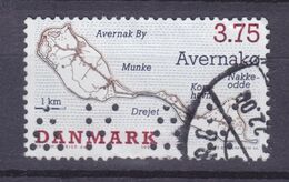 Denmark Perfin Perforé Lochung (A32) 'AK' Aalborg Kommune, Aalborg 1995, Mi. 1096 Avernakø Insel Island Map Landkarte - Variétés Et Curiosités