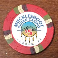 USA WASHINGTON AUBURN MUCKLESHOOT INDIAN CASINO CHIP $5 INDIENS JETON TOKENS COINS - Casino