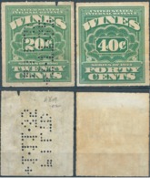 Stati Uniti D'america,United States,U.S.A,1916 - 1934 Revenue Stamps WINES 20C & 40C (PERFIN) - Steuermarken