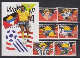 Antigua & Barbuda, World Cup 1994, 6 Stamps + Block - 1994 – Verenigde Staten