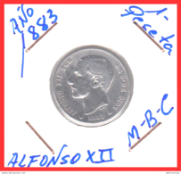 MONEDA DE 1 PESETA PLATA DEL AÑO 1883 ALFONSO XII - Sammlungen