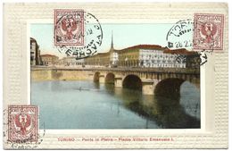 Torino – Ponte In Pietra – Plazza Vittorio Emanuele I. – With Stamps 2 Cent – Year 1920 - Bruggen