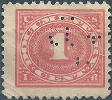 Stati Uniti D'america,United States,U.S.A,Revenue Stamp DOCUMENTARY 1 Cent ( Perfin) Unused - Fiscali