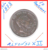 MONEDA DE 10 CENTIMOS COBRE DEL AÑO 1878 ALFONSO XII BARCELONA OM... - Sammlungen