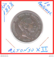 MONEDA DE 10 CENTIMOS COBRE DEL AÑO 1878 ALFONSO XII BARCELONA OM... -  Collections