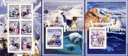 Guinea 2008, Polar Year, Explorers, Penguins, Wolf, Seal, 6val In BF +2BF - Arctic Wildlife