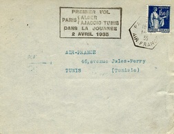 1-IV-35 -1er Vol Paris ( Alger,Ajaccio,Tunis ) Dans La Journée Affr. à 1,50 F  Oblit. AIR FRANCE - 1921-1960: Période Moderne