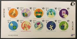 Finland. Peterspost. "Act Now", Joint-issue, Set Of 10 Imperforated Stamps In Block - Ungebraucht