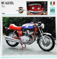 MV AGUSTA 750cc S 1973   - Moto Italienne - Collection Fiche Technique Edito-Service S.A. - Collections