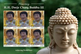 Djibouti.  2020 Honoring H.H. Dorje Chang Buddha III. (0319c)  OFFICIAL ISSUE - Buddhism