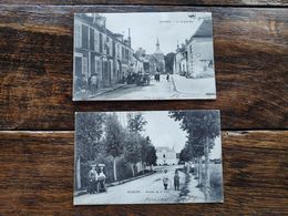 DURAND POSTCARD LOT 2 CARTE POSTALE CP ANIMEES ANNEES 1900 FLOGNY GRANDE RUE GARE VOITURE TBE - Flogny La Chapelle