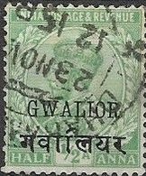 GWALIOR 1912 King George V - 1/2a Green FU - Gwalior