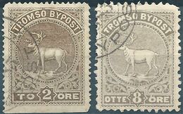 Norvegia - Norway - Norvège,Local Emissions TROMSO BY POST , 2 And 8 ORE - Used,Rare - Ortsausgaben