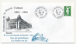 Enveloppe Affr. Marianne Briat D Obl. Temporaire Foire Exposition - Centenaire Poste Colbert Marseille - 1891 - 1991 - Commemorative Postmarks
