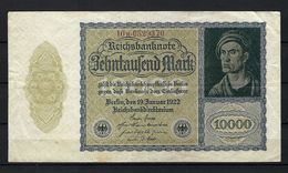 ALLEMAGNE 1923:  Billet De 10'000 Mark De La Reichsbank, Assez Bon état - 10000 Mark