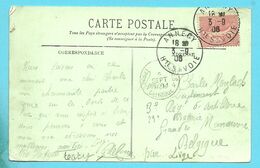 Kaart Vanuit ANNECY (France) Naar "Lieutenant Grand Manouvres (Par Liege) ,stempel POSTES MILITAIRES BELGIQUE 4 1906 - Marques D'armées