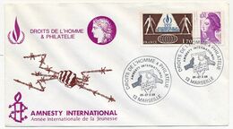 Enveloppe Affr. 1,70 Droits De L'homme + Liberté - Droits De L'Homme Et Philatélie -Amnesty International Marseille 1985 - Commemorative Postmarks