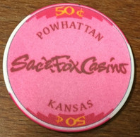 ÉTATS-UNIS USA KANSAS POWHATTAN SAC & FOX CASINO CHIP 50C JETON TOKENS COINS - Casino